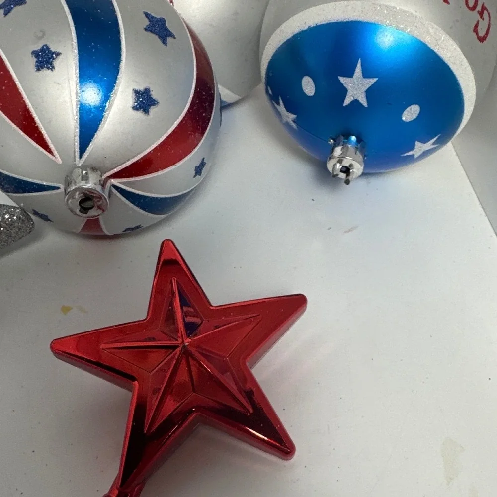 Patriotic Ornaments Unisex OS Red White Blue Excellent Star Spangled Set